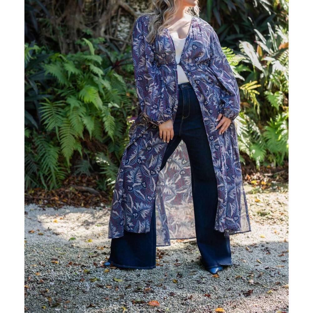NEW EVERYDAY RITUAL trish long duster gauze - plus in navy night island